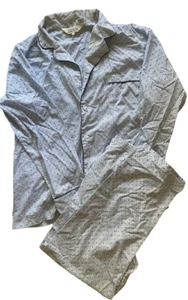 Men’s Vintage Long Sleeve Pajamas Pjs White Cotton Flannel Size C / Large - Picture 1 of 5