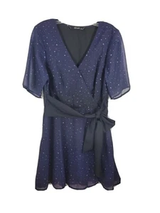 eSHAKTI size 40 Ombre Star Print Georgette Surplice pockets Dress women’s - Picture 1 of 5