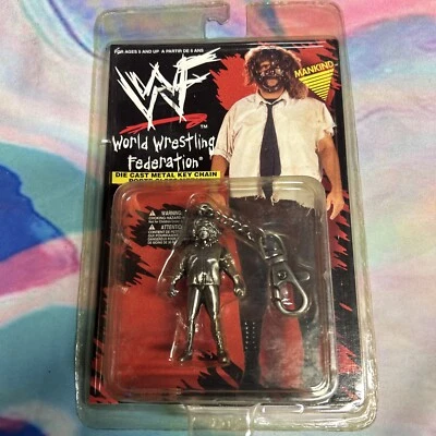 WWF Mankind Die Cast Metal Keychain NEW in Original Packaging ca. 1998 RARE NIB  - Image 1 of 4