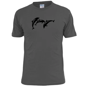 Camiseta para hombre de los delfines triples vida marina vida silvestre mamíferos - Imagen 1 de 2