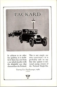 PRINT AD 1923 Packard Single Six Five Passenger & Touring 6.5 x 10 - Picture 1 of 3