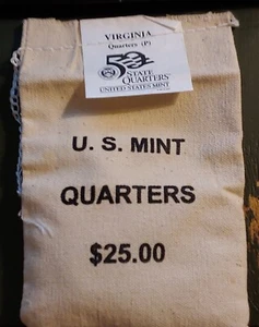 2005 Virginia P State Quarters  Unopened US Mint Sewn Bag $25 State Quarters QC4 - Picture 1 of 2