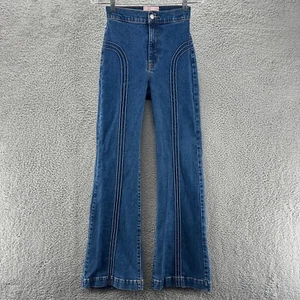 Jeans Revice donna 26 blu vita alta retrò discoteca denim rollergirl jeans svasati - Foto 1 di 13