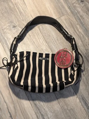 Kate Spade Bolso Hobo a Rayas Bolso de Mano Cartera Beige Negro Sam Preppy Clásico Foto 1 de 4