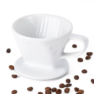 Ceramic Pour Over Coffee Maker Dripper with 3 Holes Flat Bottom for Travel - Picture 1 of 6