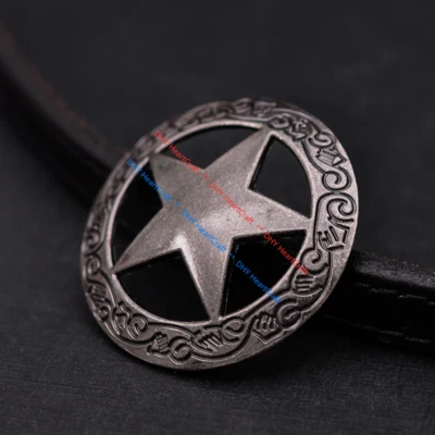 10PC Antique Silver Western Engraved Texas Ranger Star Conchos 1-1/2" Screw Back - Image 1 of 4