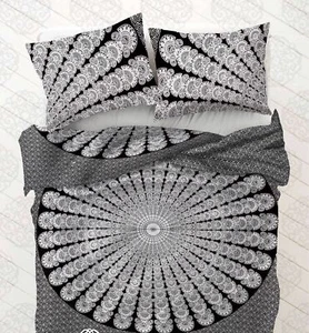 Indian Black Mandala Quilt Doona Duvet Cover Set Double/Queen/Size Bedding - Picture 1 of 1