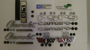 1967 Camaro 350 RS Emblem Kit Rally Sport Grill V-Flag Fastener 46PC GM LICENSED - Bild 1 von 6