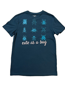 Cute As A Bug Girl's T-Shirt for Bug & Insect Lover Navy Blue Sz: S NEW