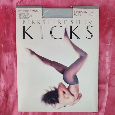 Vtg Berkshire Silky Kicks DOVE GREY Sz Petite Sheer Pantyhose 80'S RARE HTF New - Image 1 of 4