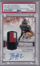 2018 Upper Deck USA Football Rashod Bateman Premium Swatch Auto /99 PSA 9