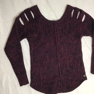 Suéter de hombro Guess Los Angeles para mujer Peek-a-Boo XS rojo negro logotipo Foto 1 de 4