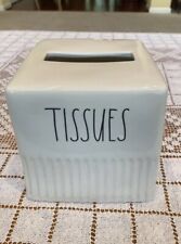 Rae Dunn Artisan Collection TISSUES White Square Kleenex Tissue Box Cover Holder