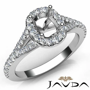 Halo Pave Cushion Split-Shank Setting Semi Mount Diamond Engagement Ring 0.50Ct. - Picture 1 of 29