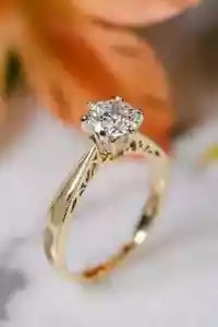 1,50 kt runder Laborgefertigter Diamant 14 K Gelbgold-Finish Hochzeit Braut Ring - Bild 1 von 7
