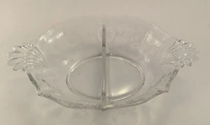 Fostoria Elegante Cristal Barroco NAVARRA 2 Piezas Plato Dividido con Asas - Imagen 1 de 7