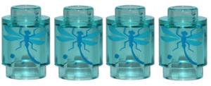Lego 4x Transparent Light Blue Round Brick 1x1 with Dragonfly Pattern NEW!!! - Picture 1 of 1