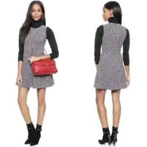 Theory Navy & Red Fit & Flare Sleeveless Tweed Cotton Blend Stretch Dress Size 6 - Picture 1 of 8