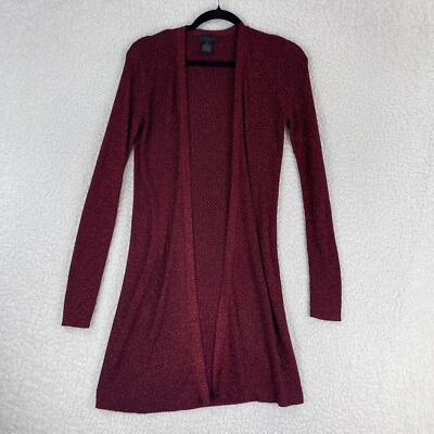 The Limited Cardigan Sweater Womens Medium Red Shimmer Long Sleeve Knit Stretch - Image 1 of 4
