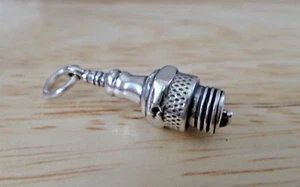 Sterling Silver 3D 23x9mm Nascar/Car Mechanics Spark Plug Charm - Picture 1 of 4