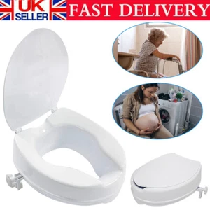 Raised Toilet Seat with Lid Frame Aid Riser 2"/4"/6" for Elderley Disabled Adult - Picture 1 of 16
