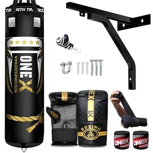 Punch Bag Filled 5ft Kickboxing Heavy Duty Bag Mitts MMA Gym Training Set 1X - Picture 1 of 17