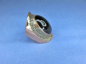 Anillo alargado vintage de latón enchapado en cobre con piedra negra grande - Imagen 1 de 12