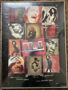 Framed RENT Original 1996 Broadway Cast Theater Poster MERYL STREEP - Picture 1 of 1