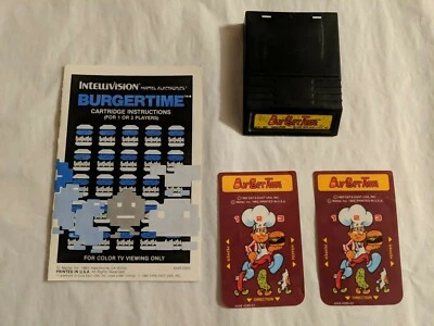 BurgerTime (Intellivision, 1982) w/ Manual, & Overlays - Working - Image 1 of 4