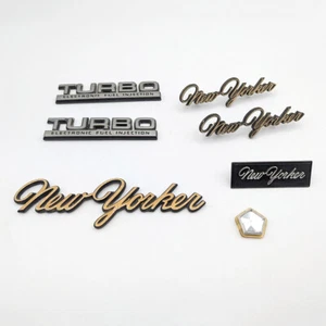 1983–1988 Chrysler New Yorker Turbo Emblem Badge Nameplate Logo Gold Script Set - Picture 1 of 11