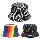 Rainbow Striped Print Bucket Hat Reversible Wide Brim Sunscreen Fisherman