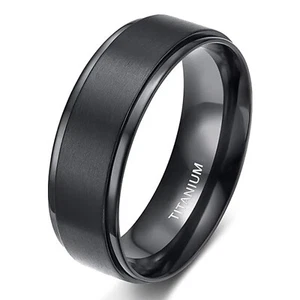 6/8mm Black Titanium Wedding Ring Matte Comfort Fit for Men Women Band SIze 4-15 - Picture 1 of 6