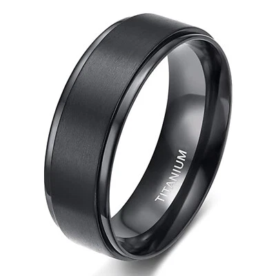 Anillo de boda de titanio negro de 6/8 mm mate ajuste cómodo para hombres mujeres banda talla 4-15 Foto 1 de 4