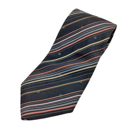 Corbata de seda Louis Vuitton rayas negras rojas 100 % seda corbata accesorio formal Foto 1 de 4