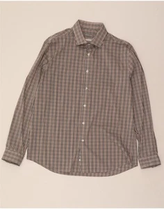 MICHAEL KORS Mens Slim Fit Shirt Size 17 XL Brown Check Cotton BO06 - Picture 1 of 3