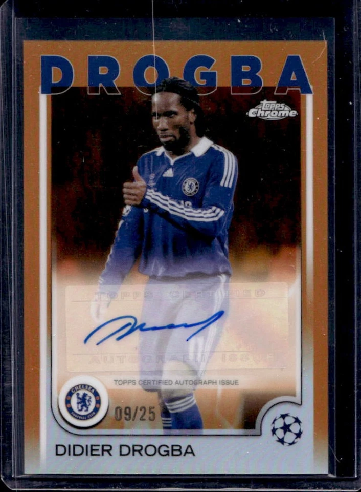 2024-25 Topps Chrome UEFA Didier Drogba Auto Orange Refractor #9/25 Chelsea - Image 1 of 2