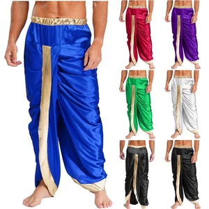 Pantaloni uomo abiti arabi fondo rave pantaloni principe abbigliamento club indiano Dupatta - Foto 1 di 78