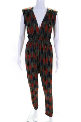 T Bags Los Angeles Womens Geometric Sleeveless Jumpsuit Orange Blue Green XS - Image 1 of 4