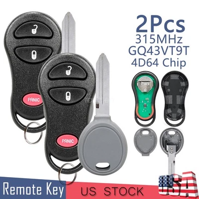 Remote Fob + Ignition Key For Jeep Grand Cherokee 1999 2000 2001 2002 2003 2004 - Image 1 of 4