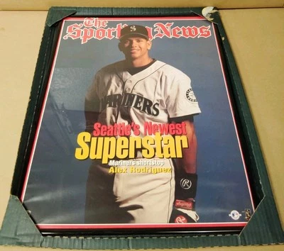 Vintage 90s Alex Rodriguez Seattle Mariners Framed Poster The Sporting News RARE - Image 1 of 4
