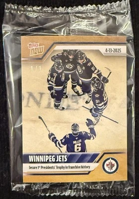 2024-25 NHL TOPPS NOW® Sticker #158 🏒 Winnipeg Jets Presidents Trophy GOLD 1/1 - Image 1 of 4