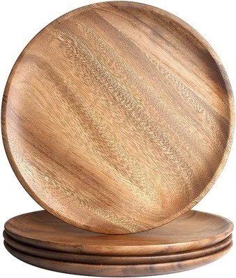 Wooden Dinner Plates, 11 Inch Round Wood Dinner Plates Set of 4 - Image 1 of 4