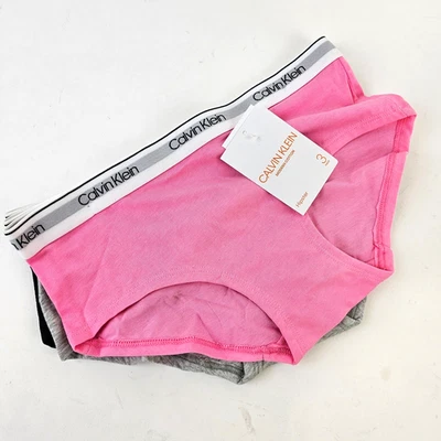 Girls Large 10/12 Pink 3Pack Calvin Klien Cotton Hipster Underwear Panty Panties - Image 1 of 4