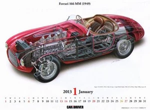 [illustration] Ferrari 166 MM & Alfa Romeo 2000 Sportiva Makoto Ouchi Japan - Picture 1 of 3