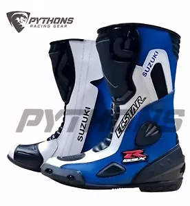 Suzuki GSXR Motorcycle Motorbike Racing Leather Boots Shoes (Schuhe) - Picture 1 of 2