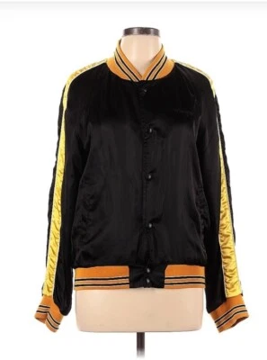 Wrangler Women’s Satin Style Bomber Jacket Black & Yellow Vintage Style L — 第 1/3 张图片