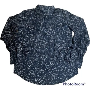 Banana Republic Polka Dot Shirt Women’s S Navy Button-Up Tie Cuff Blouse - Picture 1 of 5