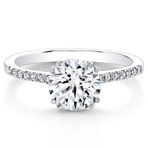 0.63 Ct Round Cut Lab Created Diamond Wedding Engagement Ring 14K White Gold - Picture 1 of 8