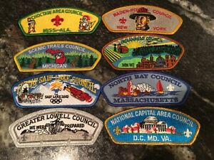 8 Boy Scout shoulder patches and council strips