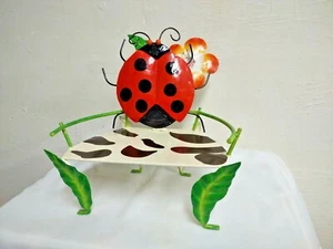 Bench Metal Art Colorful Vibrant Ladybug Indoor/Outdoor Ornament 12"w x 10.5" - Picture 1 of 9